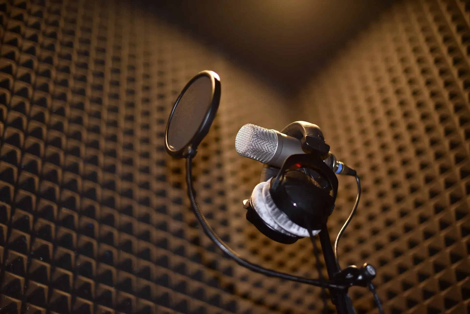 Microphone in a soundproof studio